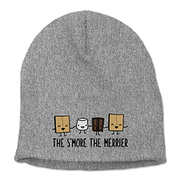 Heather Grey The S'more the Merrier Embroidered Beanies 