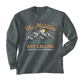 Dark Heather The Mountains Are Calling Long Sleeve Tees 