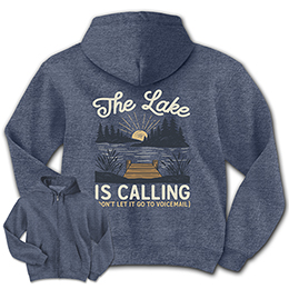 Heather Navy The Lake Is Calling Zippered Hooded Sweatshirts 