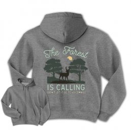 Graphite Heather The Forest Is Calling Zippered Hooded Sweatshirts 