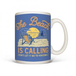 White The Beach Is Calling Mugs 