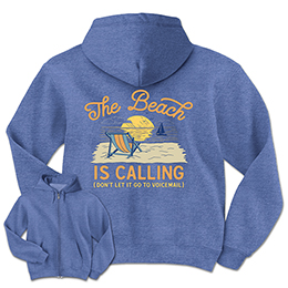 Heather Royal The Beach Is Calling Zippered Hooded Sweatshirts 
