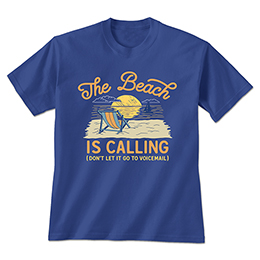 Royal Blue The Beach Is Calling T-Shirts 