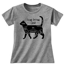 Graphite Heather Feline Petting Chart Ladies T-Shirts 