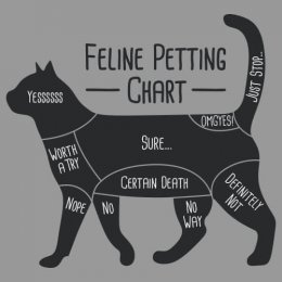 Graphite Heather Feline Petting Chart T-Shirt 
