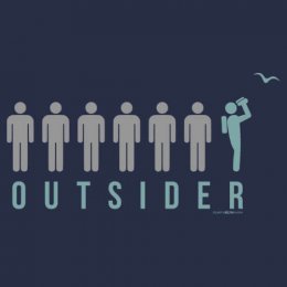 Navy Blue Outsider: Bird T-Shirt 