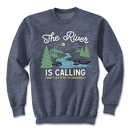 Heather Navy The River Is Calling Sweatshirts 