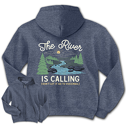Heather Navy The River Is Calling Zippered Hooded Sweatshirts 
