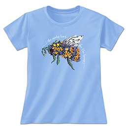 Carolina Blue Blooming Bee Ladies T-Shirts 