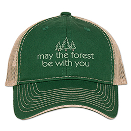 Dark Green/Khaki May the Forest Be with You Embroidered Trucker Hat 