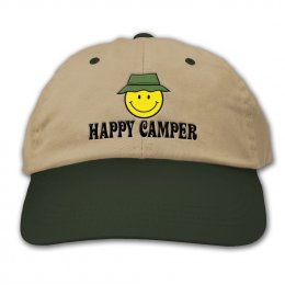 Khaki/Green Happy Camper Embroidered Hats 