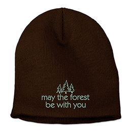 Brown May The Forest Be With You Chocolate Embroidered Beanies 