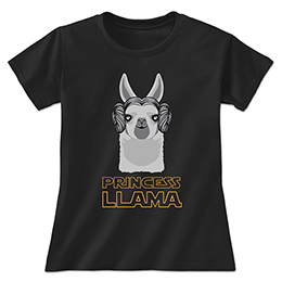Black Princess Llama Ladies T-Shirts 