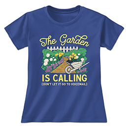 Royal Blue The Garden Is Calling Ladies T-Shirts 