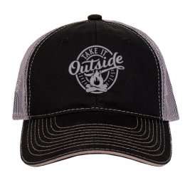 Black/Charcoal Take it Outside: Fire Embroidered Trucker Hat 