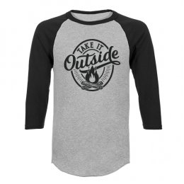 Sports Grey/Black Take it Outside: Fire Raglan 3/4 Sleeve T-Shirts 