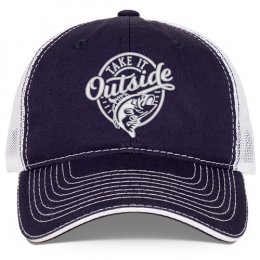 Navy/White Take it Outside: Fish Embroidered Trucker Hat 