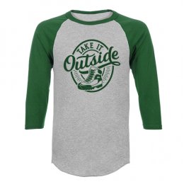 Sports Grey/Dark Green Take it Outside: Hike Raglan 3/4 Sleeve T-Shirts 