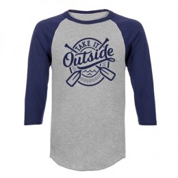 Sports Grey/Navy Take it Outside: Paddle Raglan 3/4 Sleeve T-Shirts 