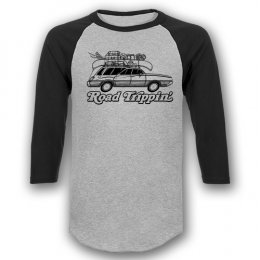Sports Grey/Black Road Trippin Black Raglan 3/4 Sleeve T-Shirts 