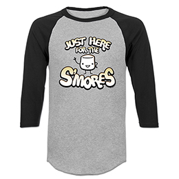 Sports Grey\Black Just Here for the S'mores Raglan 3/4 Sleeve T-Shirts 