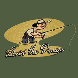 Military Green Livin' the Dream: Fish T-Shirt 