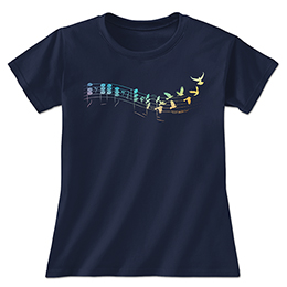 Navy Birdsong Ladies T-Shirts 