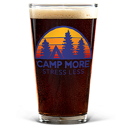 Clear Camp More, Stress Less Pint Glass - Color Printed 