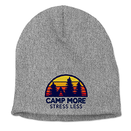 Heather Grey Camp More, Stress Less Embroidered Beanies 