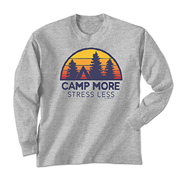 Sports Grey Camp More, Stress Less Long Sleeve Tees 