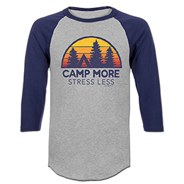 Sports Grey/Navy Camp More, Stress Less Raglan 3/4 Sleeve T-Shirts 