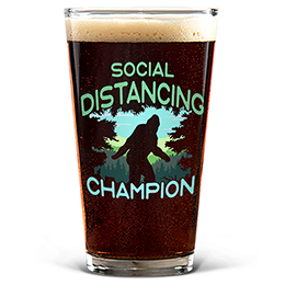 Clear Social Distancing Champ Pint Glass - Color Printed 