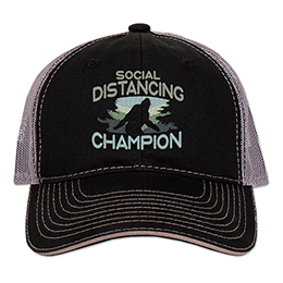Black/Charcoal Social Distancing Champ Embroidered Trucker Hat 