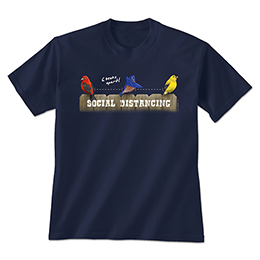 Navy Social Distancing Birds T-Shirts 
