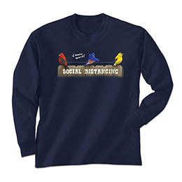 Navy Social Distancing Birds Long Sleeve Tees 