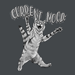 Dark Heather Current Mood Cats: Rawr T-Shirt 