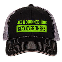 Black/Charcoal Like a Good Neighbor Embroidered Trucker Hat 