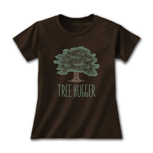 TVsæt Blandet Orator Tree Hugger (Adult Version) Dark Chocolate Ladies T-Shirt | Earth Sun Moon