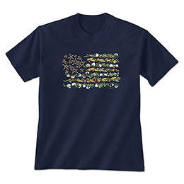 Navy Country Flower Flag T-Shirts 