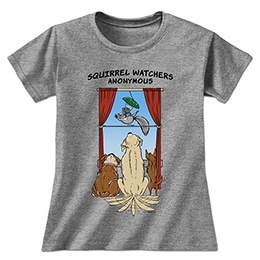 Graphite Heather Squirrel Watchers Anonymous Ladies T-Shirts 