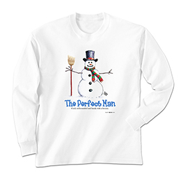 White Perfect Snowman Long Sleeve Tees 