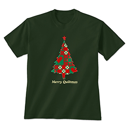 Forest Green Merry Quiltmas T-Shirts 