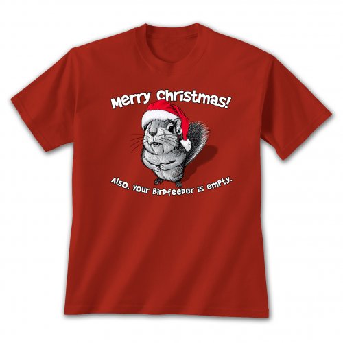 Christmas Excuse Me Squirrel Red T-Shirt | Earth Sun Moon