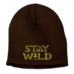 Brown Stay Wild - Tent Tree Embroidered Beanies 