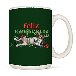 White Feliz Naughty Dog Coffee Mugs 