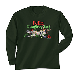 Forest Green Feliz Naughty Dog Long Sleeve Tees 