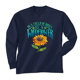 Navy Be A Wildflower Long Sleeve Tees 