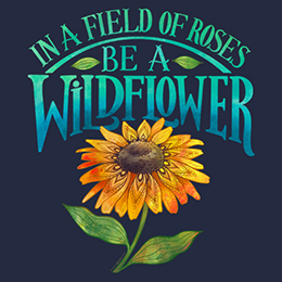 Navy Be A Wildflower T-Shirt 
