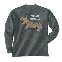 Dark Heather I've Got Your Back - Squirrel Long Sleeve Tees 