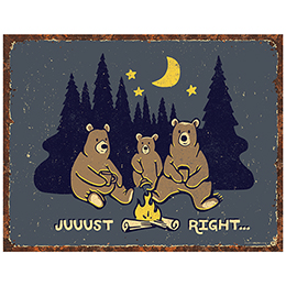 NA Juuust Right - Campfire Tin Sign 